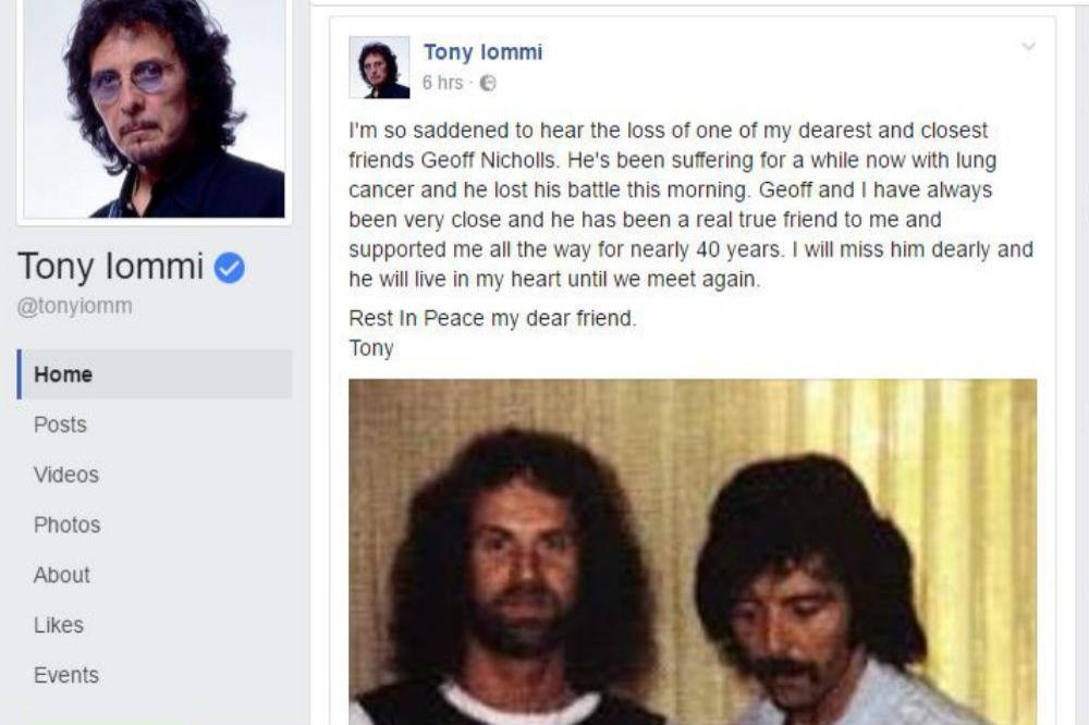 Tony Iommi  and Geoff Nicholls [Facebook] 