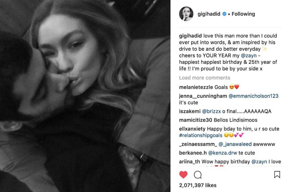 Zayn Malik and Gigi Hadid via Instagram (c)