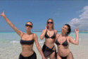 Kim Kardashian with her sisters Khloe and Kourtney on holiday
