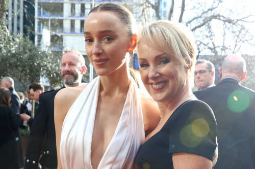 Phoebe Dynevor and her mother Sally