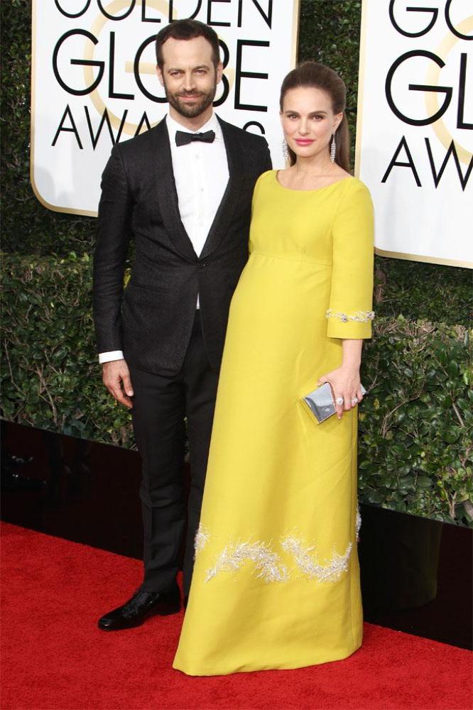 Benjamin Millepied with Natalie Portman at Golden Globes