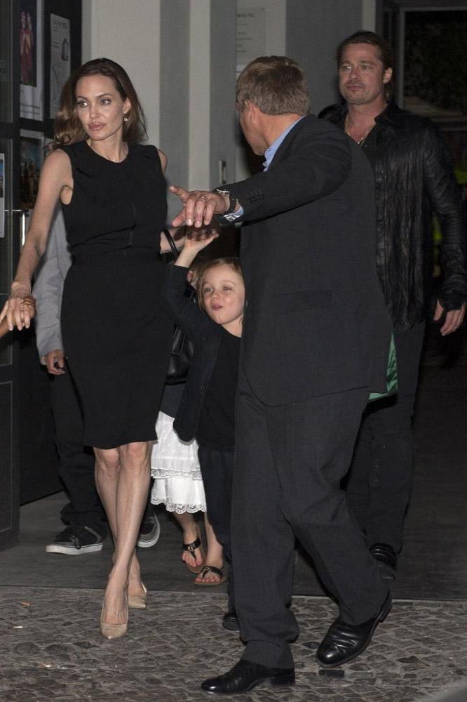 Brad Pitt, Angelina Jolie and their kids leaving Kuchi