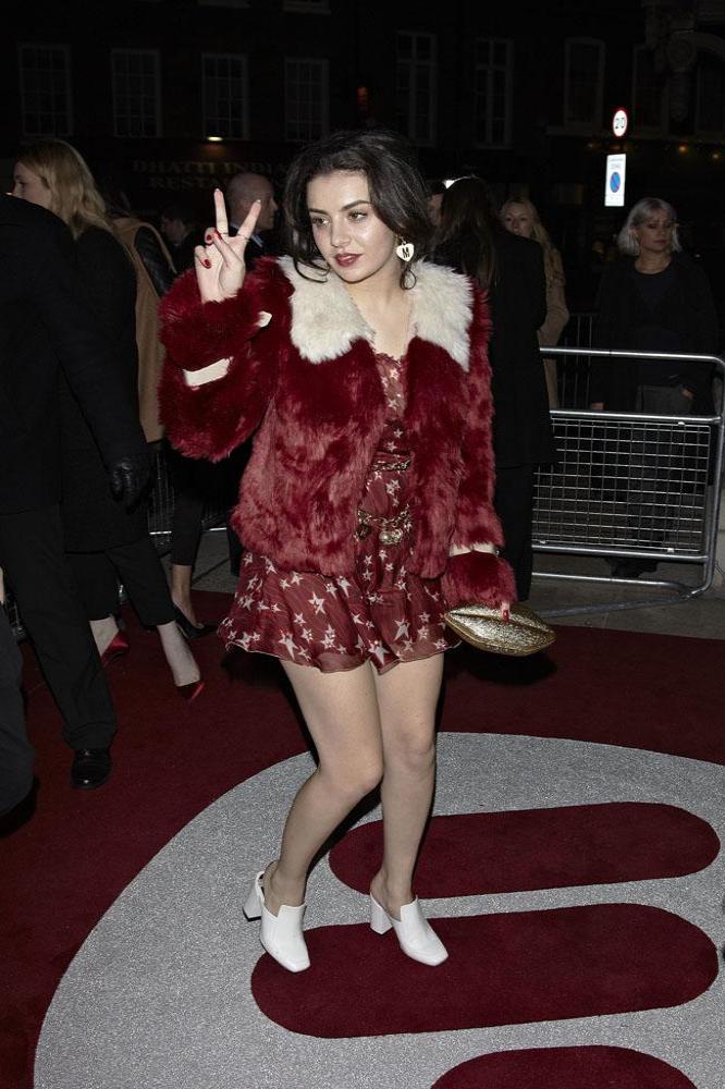 Charli XCX was worried about flashing her nipples at the BRIT Awards - her Vivienne Westwood gown showed so much side-boob.