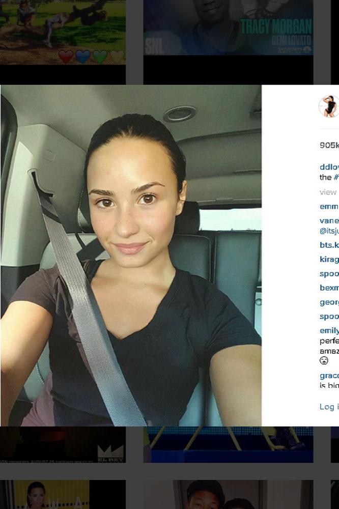 Demi Lovato making a make-up free post