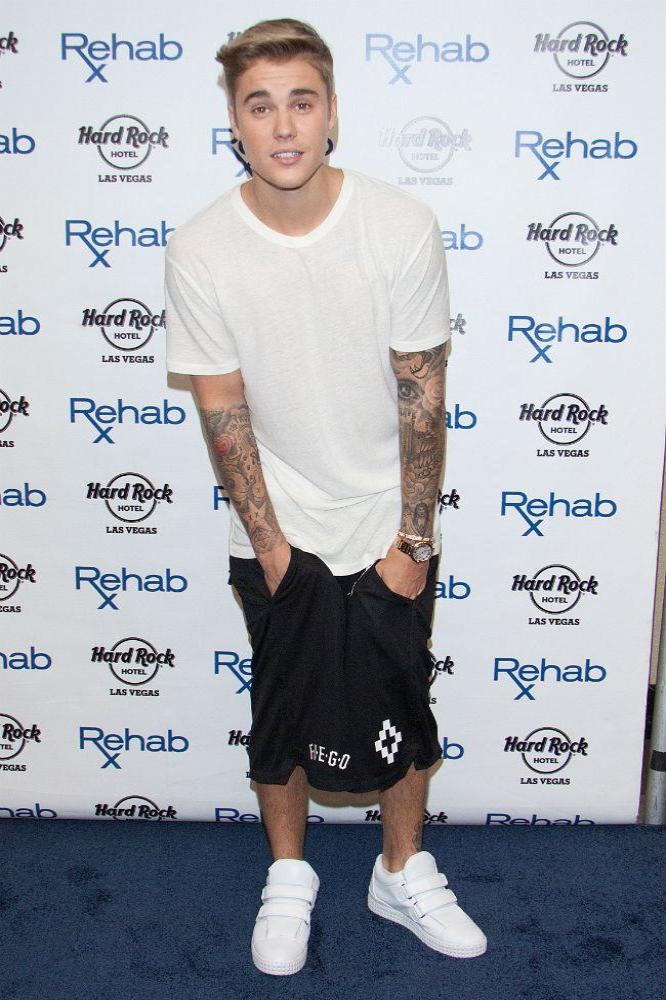 Justin Bieber at the Rehab pool pre-fight party at The Hard Rock Hotel and Casino