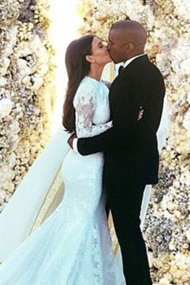 Kanye West and Kim Kardashian West on their wedding day