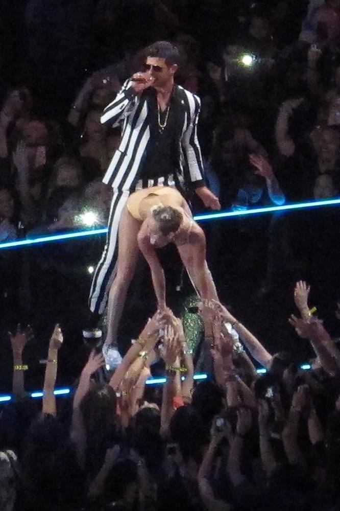 Miley Cyrus and Robin Thicke at the MTV VMAs