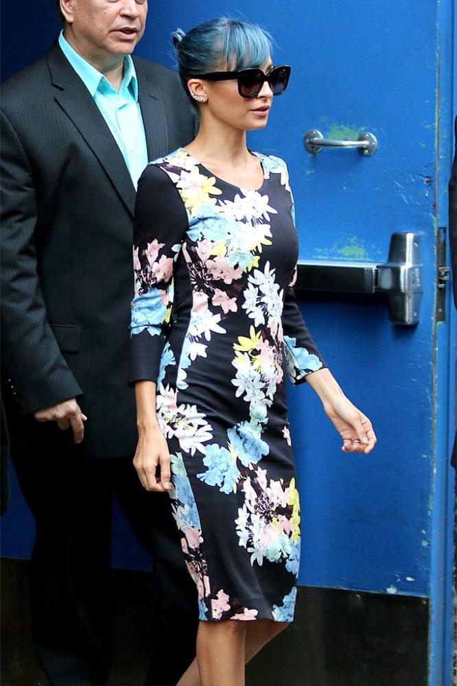 Nicole Richie wears floral Erdem bodycon dress