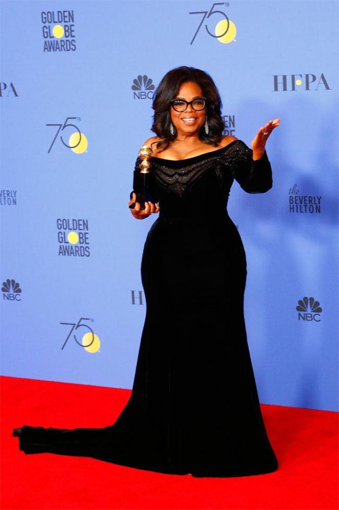 Oprah Winfrey at this year's Golden Globes (2018)