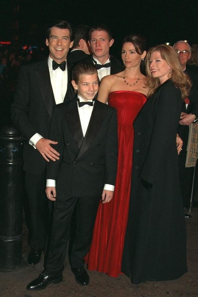 Pierce Brosnan with his family, including Charlotte (R) in 1995