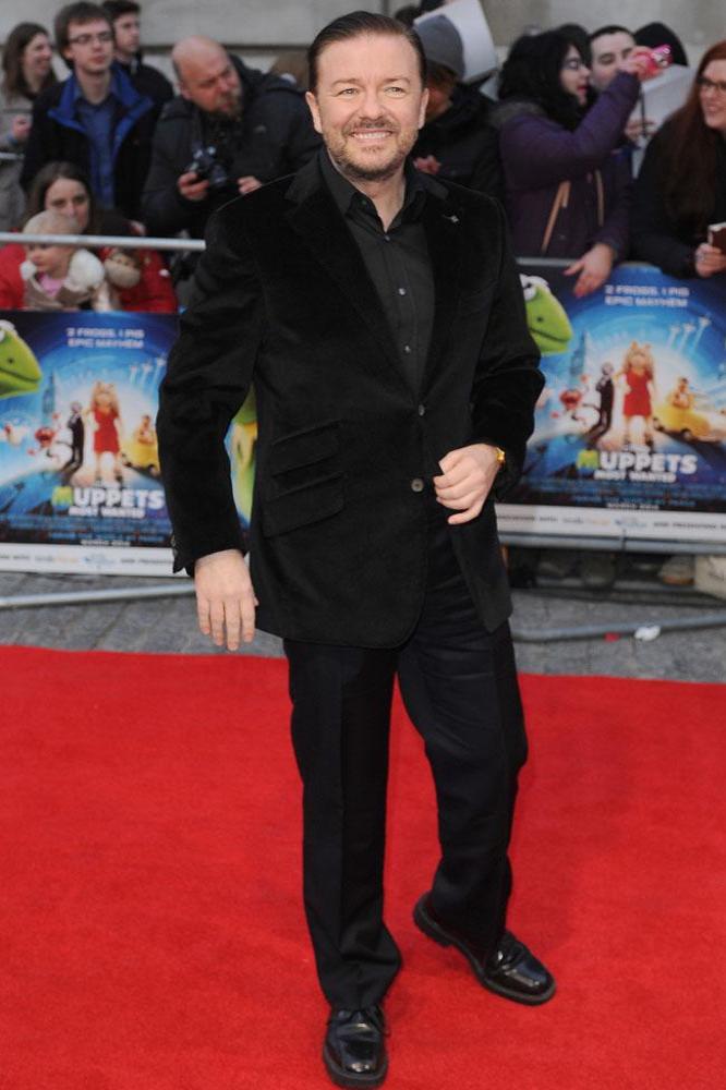 Ricky Gervais at the Muppets Most Wanted screening in London