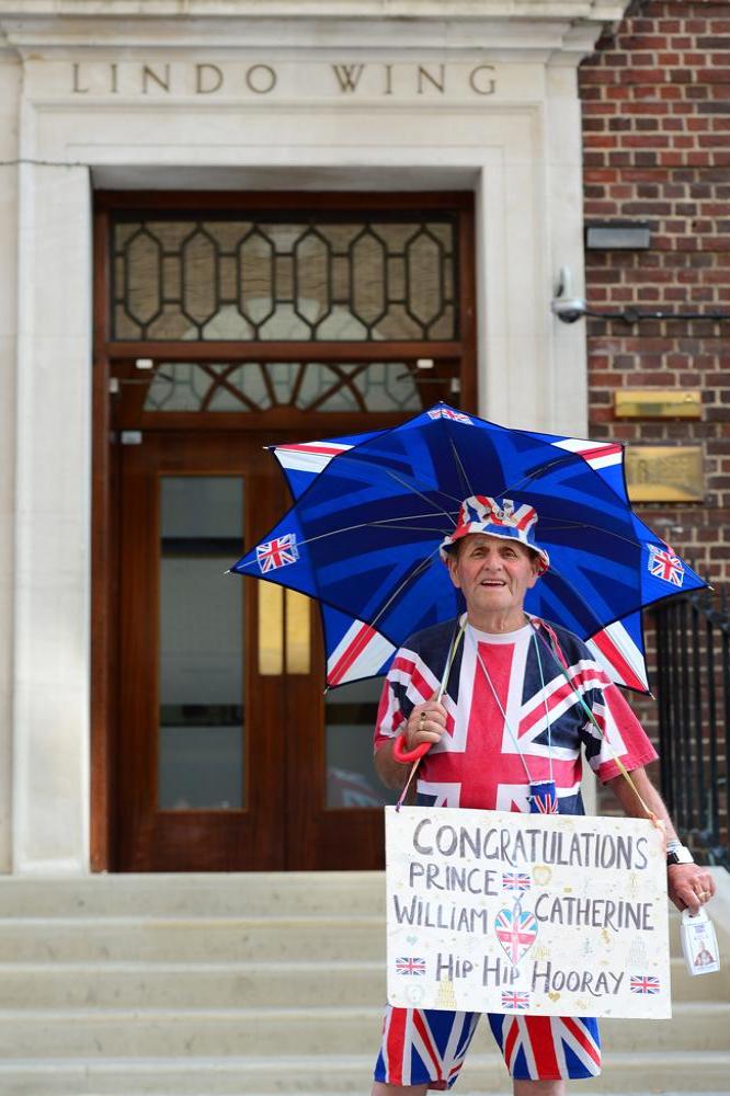 Royal fan Terry Hutt outside the hospital where Duchess Catherine is in labour