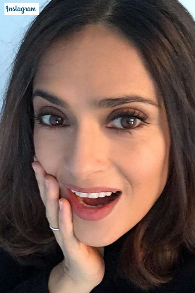 Salma Hayek's Instagram selfie showing new hairstyle