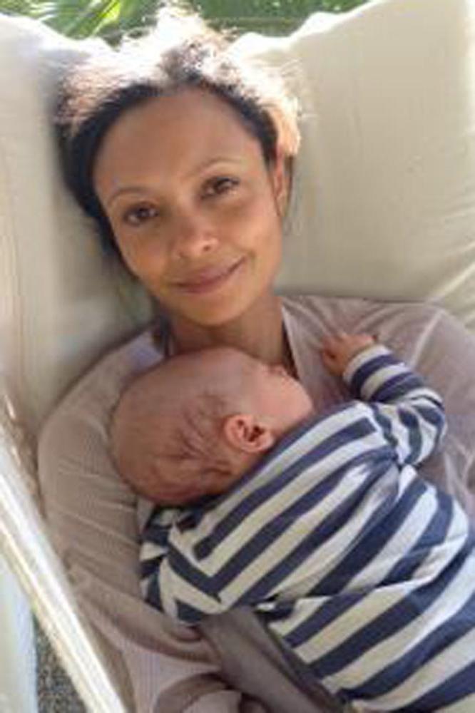 Thandie Newton and baby Booker (c) Twitter