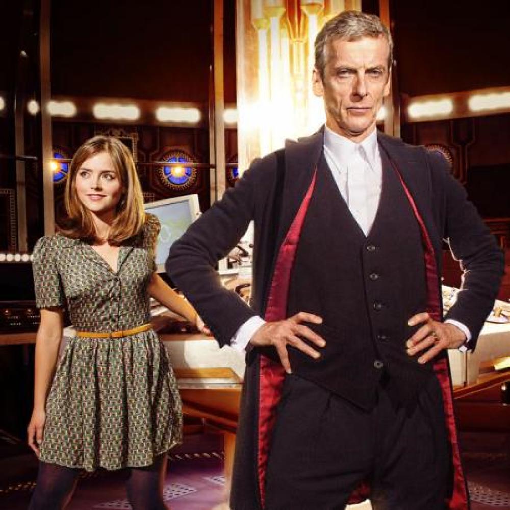 Peter Capaldi and Jenna-Louise Coleman as Doctor Who and Clara Oswald