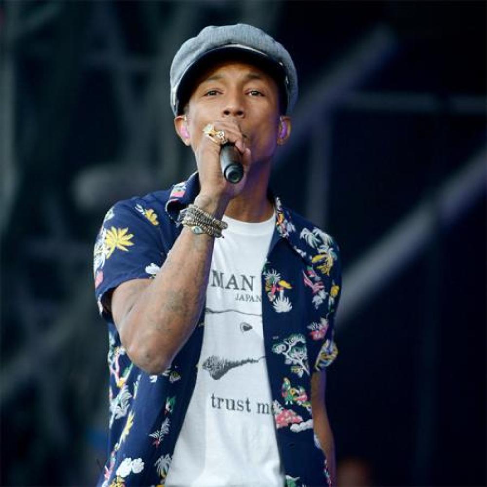 Pharrell Williams onstage at Glastonbury Festival