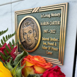 Aaron Carter has been honoured nearly a year after his death by having his portrait placed Forest Lawn cemetery