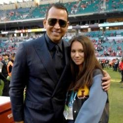 Alex Rodriguez and his daughter Natasha at the Super Bowl