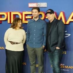 Jon Watts with Amy Pascal and Kevin Feige