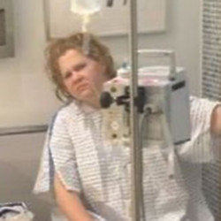 Amy Schumer has used a picture of herself hooked to an IV drip to warn women in their 20s: ‘Life is coming for you b******‘