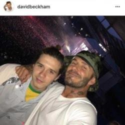 Brooklyn and David Beckham at Stone Roses Instagram (c)