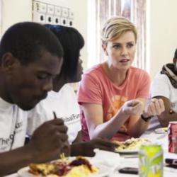 Charlize Theron meeting with youth ambassadors