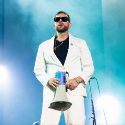 Damon Albarn performing at Coachella with Blur