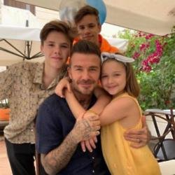 David Beckham with Harper, Romeo and Cruz