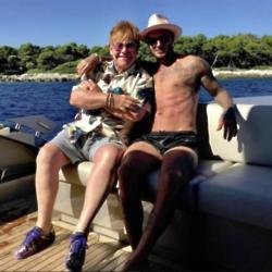 Elton John and David Beckham from Instagram (c) 