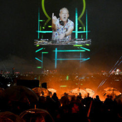 Fatboy Slim performs on the world's largest holographic stage