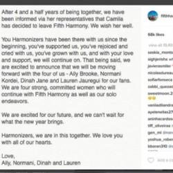 Fifth Harmony statement (c) Instagram