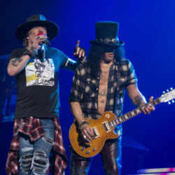Guns N' Roses stars Axl Rose and Slash on stage