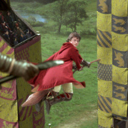 Harry Potter playing Quidditch