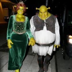 Hedi Klum and Tom  Kaulitz as Fiona and Shrek 