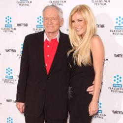 Playboy magazine's publisher Hugh Hefner with wife Crystal Harris