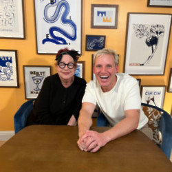 Jo Brand with Jamie Laing recording the Great Company podcast