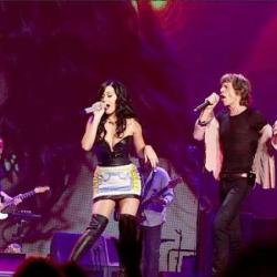Sir Mick Jagger and Katy Perry on stage