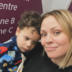 Kimberley Walsh's son Nate hurt himself falling off a chair