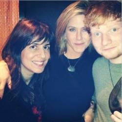 Ed Sheeran with Jennifer Aniston at her party