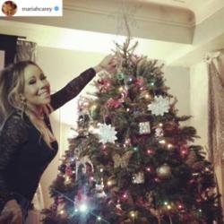 Mariah Carey with her Christmas tree