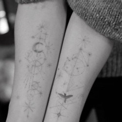 Olivia Wilde has had constellation tattoos on both forearms in tribute to her children