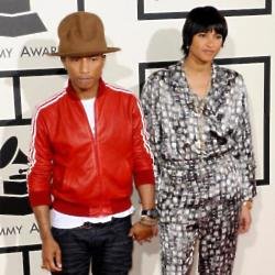 Pharrell Williams and his wife Helen Lasichanh at the Grammys