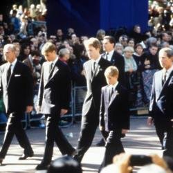 Prince Philip, Prince William, Earl Spencer, Prince Harry and Prince Charles at the funeral