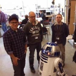R2-D2 poses with J.J. Abrams