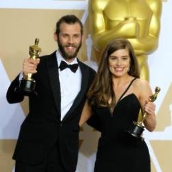 Rachel Shenton and Chris Overton at the Oscars