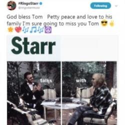 Ringo Starr's tribute to Tom Petty (c) Twitter