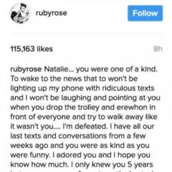 Ruby Rose's tribute on Instagram