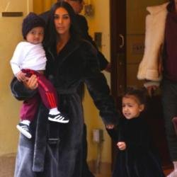 Kim Kardashian West with Saint and North