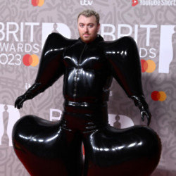 Sam Smith wore a custom latex look at the Brits