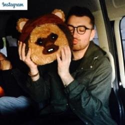 Sam Smith with an Ewok (c) Instagram